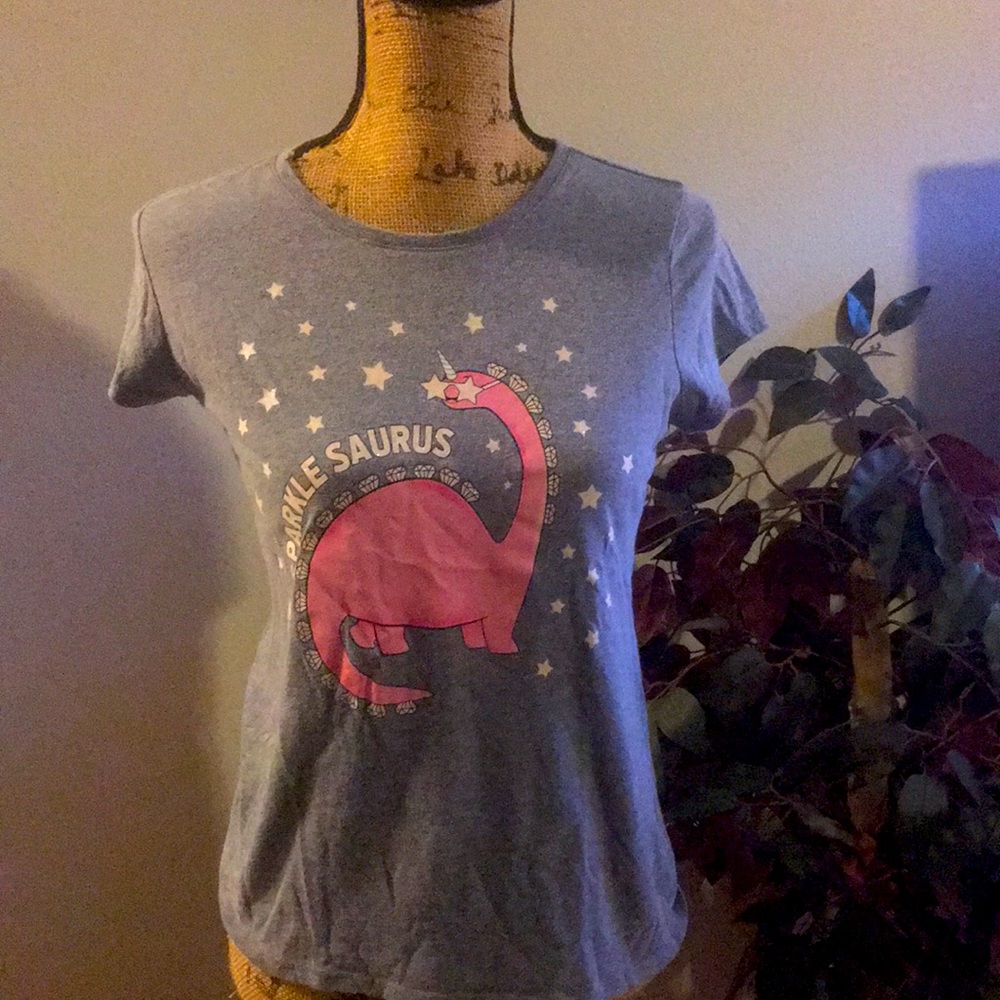 Grey and pink Dinosaur Tee shirt.